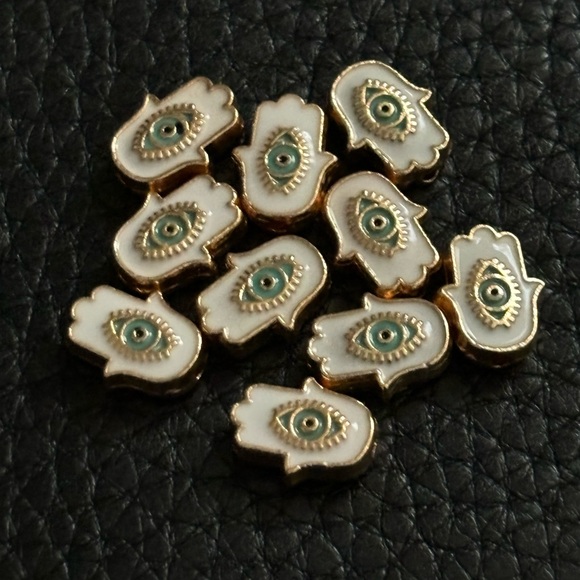 Evil Eye Hamsa Charms – White & Gold with Teal Eye New - Picture 5 of 6